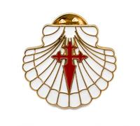 Broche en forme de coquillage avec croix de Santiago - Pin pèlerin 2,5 cm