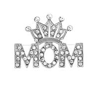 Broche en forme de couronne de maman en cristal pour femme - Épingle à strass étincelants de 4 cm, accessoire de robe, chemise, cérémonie, bijou sentimental cadeau pour maman pour la fête des mères ou