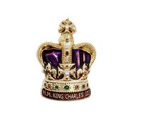 Broche en forme de couronne du roi Charles III - Décoration - Cadeau souvenir, Métal