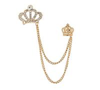 Broche en forme de couronne en cristal à suspendre avec strass pour costume de chemise, broche de mariage pour homme et femme, Acier allié, Pierre précieuse