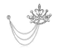 Broche en forme de couronne en cristal à suspendre avec strass pour costume de chemise, broche de mariage pour homme et femme, Acier allié, Pierre précieuse