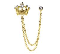 Broche en forme de couronne en cristal à suspendre, broche vintage dorée, clou de costume, clous de chemise, accessoires pour homme et femme, Métal, Pierre précieuse
