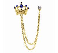 Broche en forme de couronne en cristal à suspendre, broche vintage dorée, clou de costume, clous de chemise, accessoires pour homme et femme, Métal, Pierre précieuse