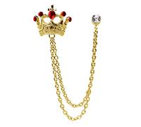 Broche en forme de couronne en cristal à suspendre, broche vintage dorée, clou de costume, clous de chemise, accessoires pour homme et femme, Métal, Pierre précieuse
