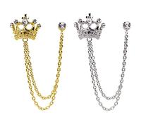 Broche en forme de couronne en cristal à suspendre, broche vintage dorée, clou de costume, clous de chemise, accessoires pour homme et femme, Métal, Pierre précieuse