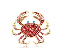 Broche en forme de crabe avec strass pour femmes et filles cristal plaqué or animaux marins à la mode broche brillante exagérée bijoux de Noël cadeau pour fêtes à thème, Piccolo, Métal, Zircon cubique