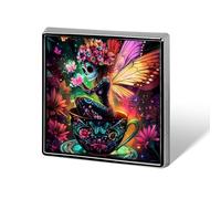 Broche en forme de crâne de sucre féerique assis dans une tasse, 1,8 cm, badge en métal, décoration pour vêtements, cravate, sac à dos, accessoires