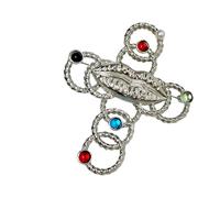 Broche en forme de crucifix avec cristaux colorés et pierres étincelantes - Accessoires de bijoux pour un look unique - Accessoire de fête, One Size, Comme décrit