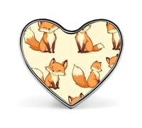 Broche en forme de cœur à motif renard, badge décoratif pour sac à dos, veste, chapeau