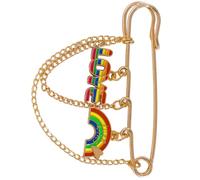 Broche en forme de cœur artistique avec chaîne détachable | Broche unique multicolore en forme de cœur en alliage sur le thème de l'amour arc-en-ciel pour un usage quotidien ou un