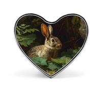 Broche en forme de cœur avec des feuilles de lapin sauvage, à porter comme insigne ou accessoire pour sac, chemise ou soirée. Bijou personnalisé.