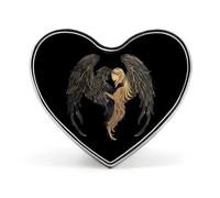 Broche en forme de cœur avec imprimé ailes d'ange et de démon, épingle à cravate amusante, décoration de bouton pour hommes et femmes, forme d'amour, style