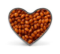 Broche en forme de cœur avec imprimé de haricots cuits au four, épingle à cravate amusante, décoration de bouton pour hommes et femmes