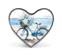Broche en forme de cœur avec imprimé de vélo et de plage, épingle à cravate amusante, décoration de bouton pour hommes et femmes, forme d'amour, style