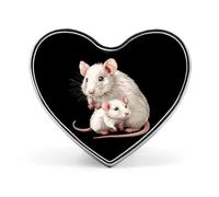 Broche en forme de cœur avec imprimé mignon de mère et de petits rats, épingle à cravate amusante, décoration de bouton pour hommes et femmes