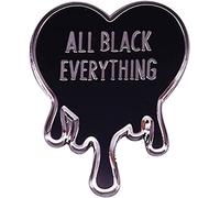 Broche en forme de cœur avec inscription « All Black Everything » - En émail - Pour loisirs créatifs, vêtements, cartables, fêtes, cadeaux pour filles et femmes, Acier allié, Sans pierre précieuse