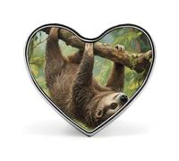 Broche en forme de cœur avec motif de coraux de l'île Lazy Sloth pour homme et femme, accessoire de costume, épinglette légère en émail de 2,5 cm pour sacs à dos, chapeaux, sacs et cordons.