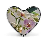 Broche en forme de cœur avec orchidées colorées, idéale pour Noël, à accrocher à un sac à dos ou un revers de veste. Parfaite aussi pour la Saint-Valentin ou un anniversaire.