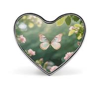 Broche en forme de cœur avec papillons dansants - En alliage d'aluminium - Pour robe, sac, accessoires et cadeaux