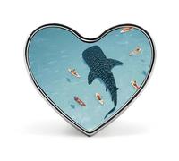 Broche en forme de cœur avec requin-baleine des Maldives, badge à porter sur un sac ou une chemise, bijou personnalisé pour une soirée.
