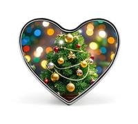 Broche en forme de cœur avec sapin de Noël et cloches, lion coloré, idéale pour sacs à dos ou revers de vestes. Broche Saint-Valentin ou anniversaire.