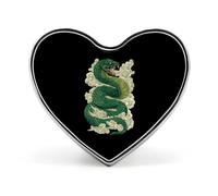 Broche en forme de cœur avec serpent cobra vert - Badge à porter sur un sac, une chemise ou pour une soirée - Bijou personnalisé