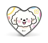 Broche en forme de cœur avec un chien à poil bou t un lapin en cristal, idéale pour un sac à dos ou un revers de veste. Parfaite pour la Saint-Valentin ou un anniversaire.