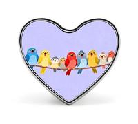 Broche en forme de cœur avec un oiseau joyeux et des dauphins sautant dans l'eau au coucher du soleil, idéale pour un sac à dos ou un revers de veste. Parfaite pour la Saint-Valentin ou un anniversair