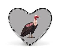 Broche en forme de cœur avec un vautour dinde - Insigne métallique - Accessoire pour veste, chapeau ou sac