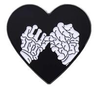 Broche en forme de cœur avec vague de l'océan : bijou élégant en forme de tête de mort avec articulations squelettes, Klein, Métal non précieux