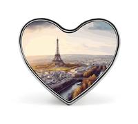 Broche en forme de cœur avec vue aérienne du paysage urbain de Paris - Joli badge en alliage d'aluminium - Broche tendance exquise pour robe, chapeau, sac, costume, cravate, accessoires de mariage