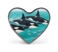 Broche en forme de cœur de baleine sous-marine en alliage d'aluminium - Broche tendance exquise pour robe, chapeau, sac, costume, cravate, accessoires de mariage, bijoux, cadeau, épinglettes en émail