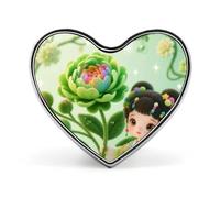 Broche en forme de cœur, de fée des fleurs et de renard, avec motif de raisin, idéale pour les sacs à dos ou les revers de veste. Parfaite pour la Saint-Valentin ou un anniversaire.