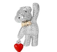 Broche en forme de cœur d'ours avec fermoir sécurisé en strass pour fixation de vêtements, sac à dos, badge, taille unique, Comme décrit