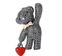 Broche en forme de cœur d'ours avec fermoir sécurisé en strass pour fixation de vêtements, sac à dos, badge, accessoire léger, One Size, Comme décrit