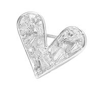 Broche en forme de cœur en argent avec pierre de zircon étincelante pour une tenue décontractée et formelle, bijoux en forme de cœur tendance, One Size, Comme décrit