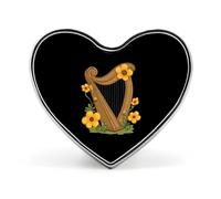 Broche en forme de cœur et de harpe irlandaise, insigne émaillé, accessoire de mode pour mariage ou fête.