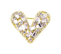 Broche en forme de cœur magnifiquement conçue avec une pierre de zircon conçue pour un style polyvalent et tendance, One Size, Comme décrit