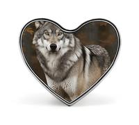 Broche en forme de cœur, motif loup gris sauvage, animal de la mer rouge, pour hommes et femmes, accessoires de costume, épingles en émail léger de 2,5 cm, boutons pour sacs à dos, chapeaux, sacs et c