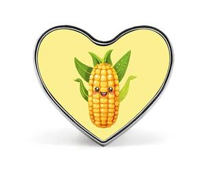 Broche en forme de cœur, motif maïs, légume, végétalien, amusant, pour homme et femme