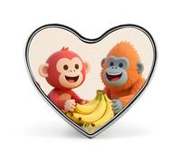 Broche en forme de cœur, orang-outan et singe rouge, 2,5 cm, en métal léger et aux bords lisses. Un badge d'amour polyvalent pour chemises, vestes et sacs. Idéal comme cadeau pour les amis et la fa