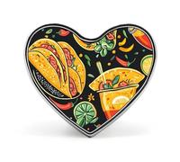 Broche en forme de cœur, piment mexicain et cactus, insigne métallique, accessoire pour veste, chapeau ou sac