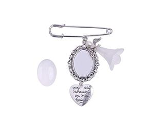 Broche en forme de cœur pour bouquet de mariage - Cadeau commémoratif pour la mère de la mariée et le marié, taille unique, Comme décrit