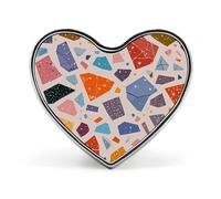 Broche en forme de cœur pour femme, pour chapeau, sac, costume, cravate, mariage, anniversaire, pingouin et mer, imprimé Saint-Valentin, Love form, Aluminium, Alliage d'aluminium