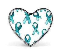 Broche en forme de cœur pour le mois de sensibilisation au cancer du col de l'utérus, insigne métallique, épinglette pour veste, chapeau ou sac, accessoires