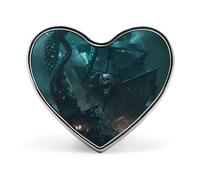 Broche en forme de cœur représentant un bateau pirate fantôme Kraken Attack