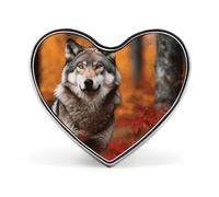 Broche en forme de cœur représentant un loup et une pastèque avec un smiley - Accessoire de costume unisexe, broche légère en émail de 2,5 cm pour sacs à dos, chapeaux, sacs et cordons.