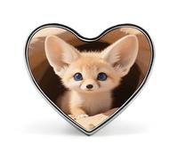 Broche en forme de cœur représentant un renardeau fennec dans son terrier, pour hommes et femmes. Broche en alliage d'aluminium émaillé, idéale pour chapeaux, vestes, sacs à dos et costumes. Un acces