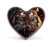 Broche en forme de cœur représentant un tigre féroce, accessoire de golf pour hommes et femmes. Broche légère en émail de 2,5 cm, idéale pour sacs à dos, chapeaux, sacs et cordons.