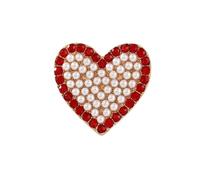 Broche en forme de cœur rouge avec strass pour femmes et filles - Plaqué or - Tendance - En cristal - Pour amoureux de perles - Accessoires élégants pour robe de mariage, Saint-Valentin, Noël
